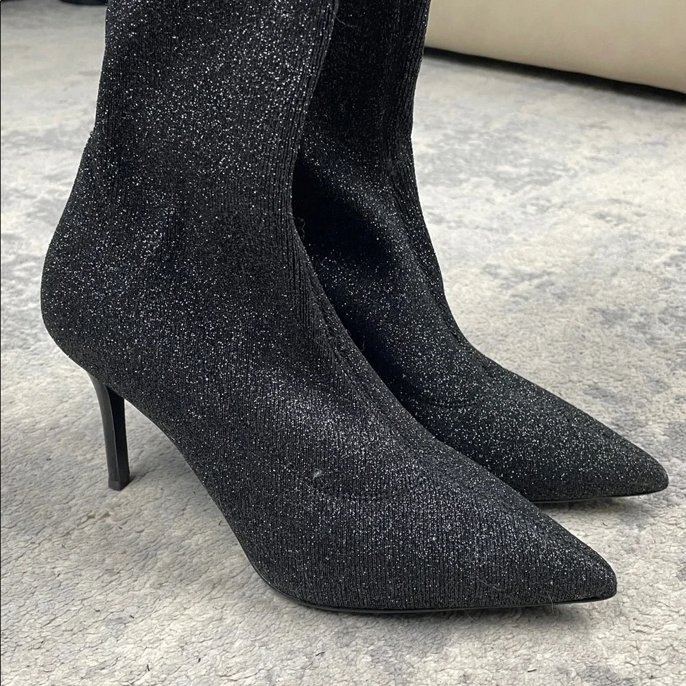 NIB Giuseppe Zanotti Stretch Glitter Over The Knee Boots Black Sz 36